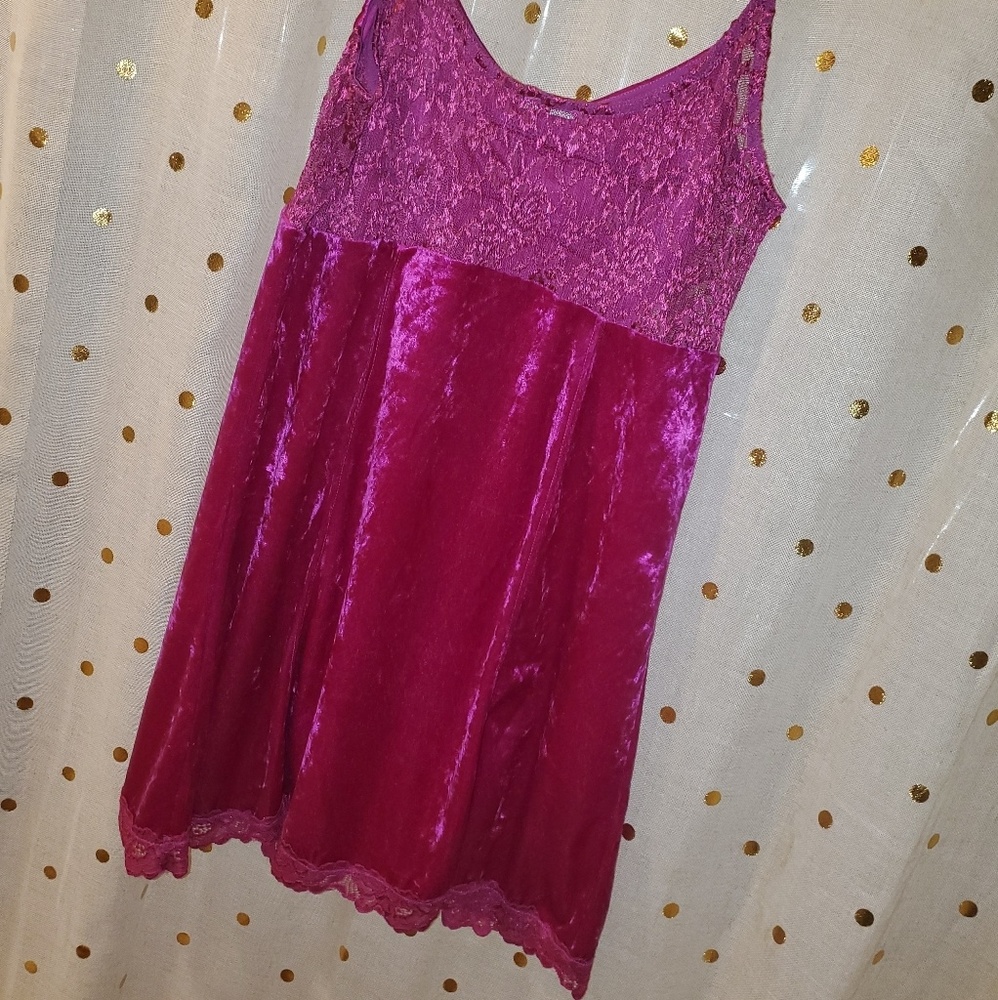 Dark Pink Free People Velvet&Lace Mini